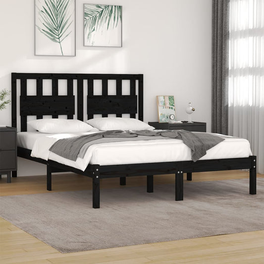 vidaXL Bed Frame Black Solid Wood Pine 200x200 cm