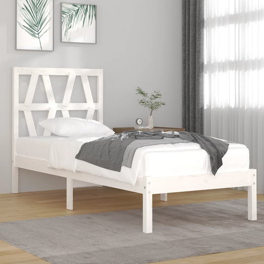 vidaXL Bed Frame White Solid Wood Pine 90x190 cm Single