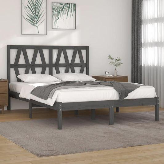 vidaXL Bed Frame Grey Solid Wood Pine 120x190 cm Small Double