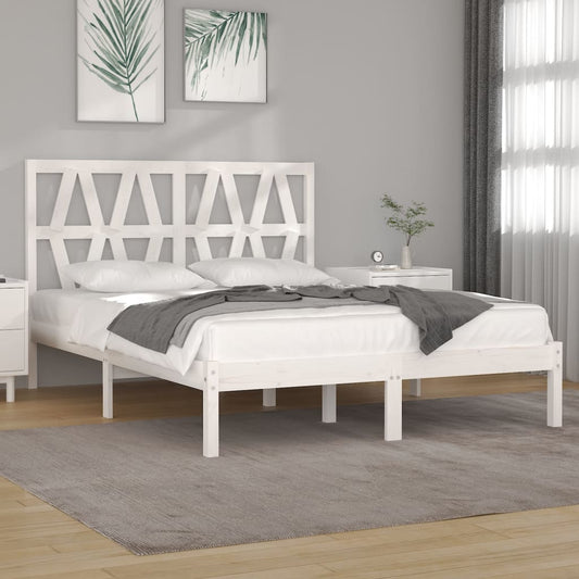 vidaXL Bed Frame White Solid Wood Pine 140x190 cm