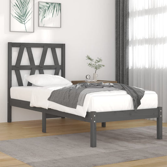 vidaXL Bed Frame Grey Solid Wood Pine 90x200 cm