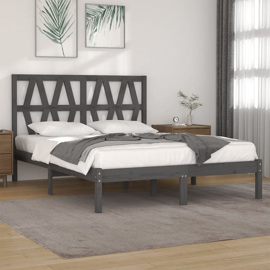 vidaXL Bed Frame Grey Solid Wood Pine 120x200 cm
