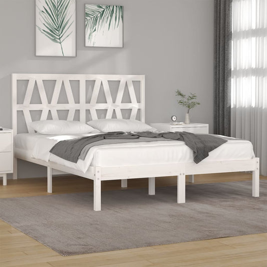 vidaXL Bed Frame White Solid Wood Pine 160x200 cm