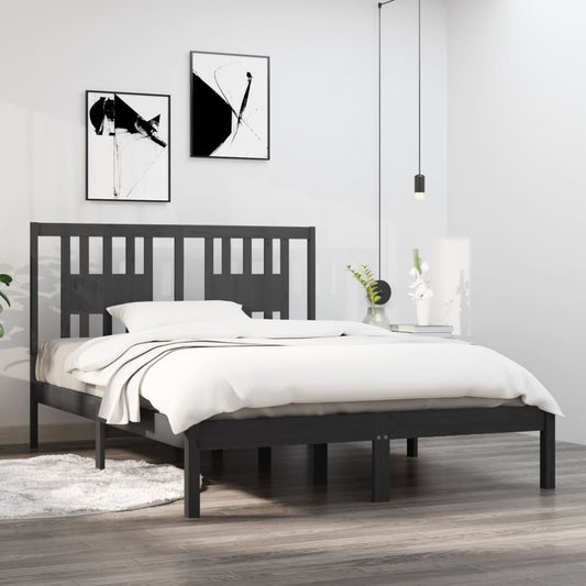 vidaXL Bed Frame Grey Solid Wood 120x190 cm Small Double