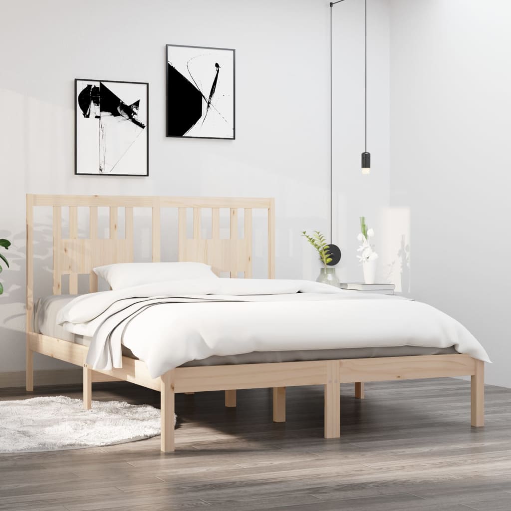 vidaXL Bed Frame Solid Wood 135x190 cm Double