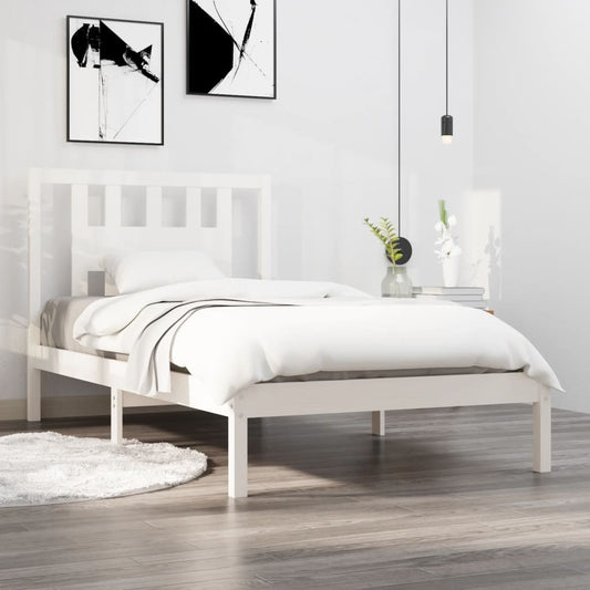 vidaXL Bed Frame White Solid Wood Pine 90x200 cm