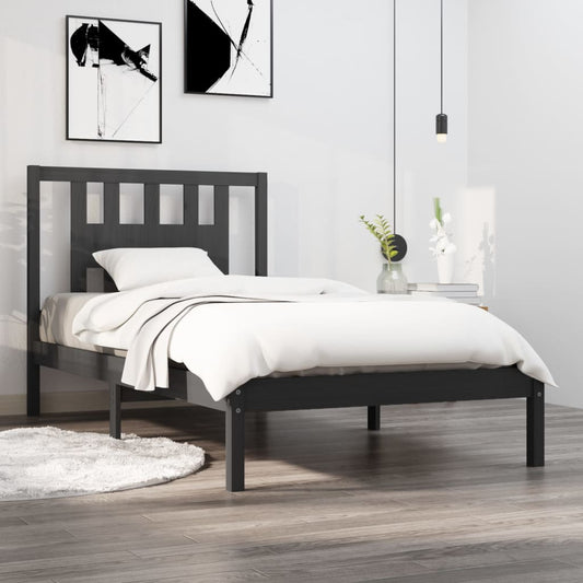 vidaXL Bed Frame Grey Solid Wood Pine 90x200 cm