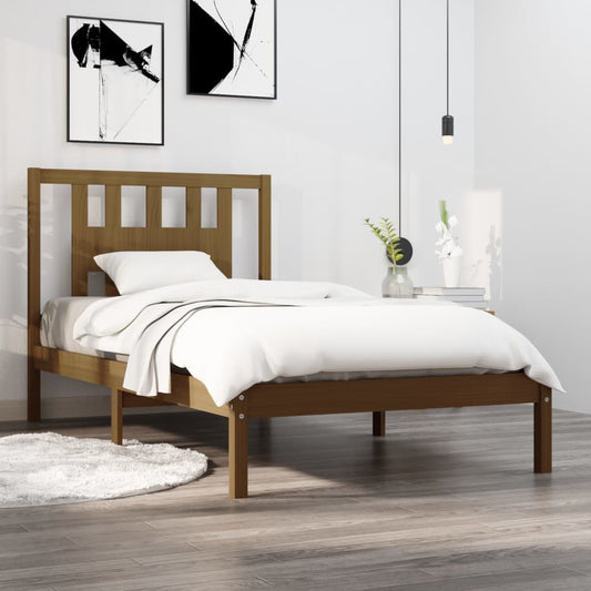vidaXL Bed Frame Honey Brown Solid Wood Pine 100x200 cm
