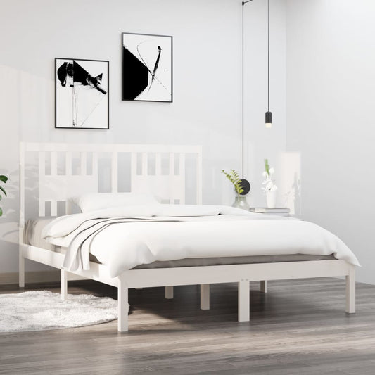 vidaXL Bed Frame White Solid Wood Pine 120x200 cm