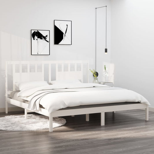 vidaXL Bed Frame White Solid Wood Pine 200x200 cm