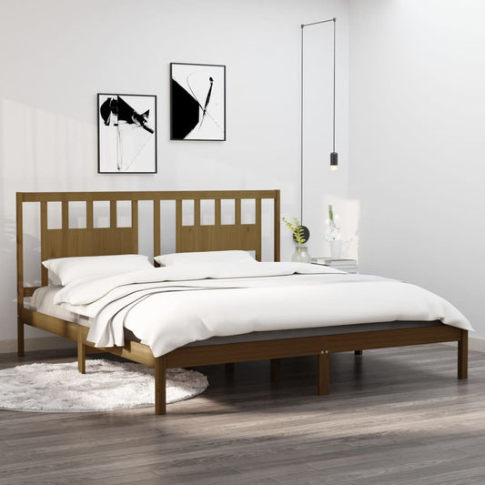 vidaXL Bed Frame Honey Brown Solid Wood Pine 200x200 cm