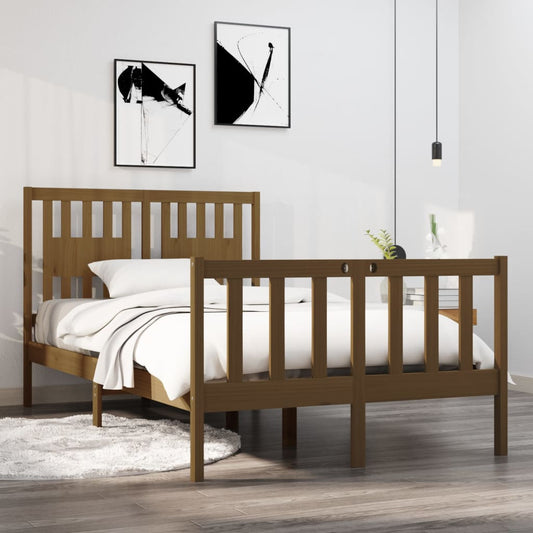 vidaXL Bed Frame Honey Brown Solid Wood 120x190 cm Small Double