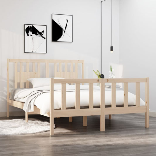 vidaXL Bed Frame Solid Wood 135x190 cm Double