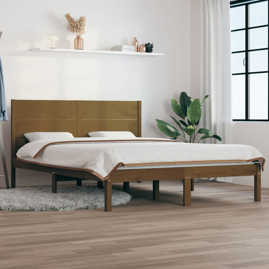 vidaXL Bed Frame Honey Brown Solid Wood 120x190 cm Small Double