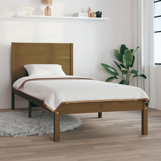 vidaXL Bed Frame Honey Brown Solid Wood Pine 90x200 cm