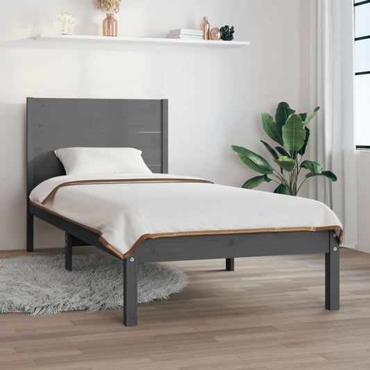 vidaXL Bed Frame Grey Solid Wood Pine 100x200 cm