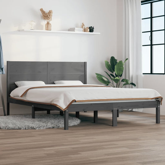 vidaXL Bed Frame Grey Solid Wood Pine 140x200 cm