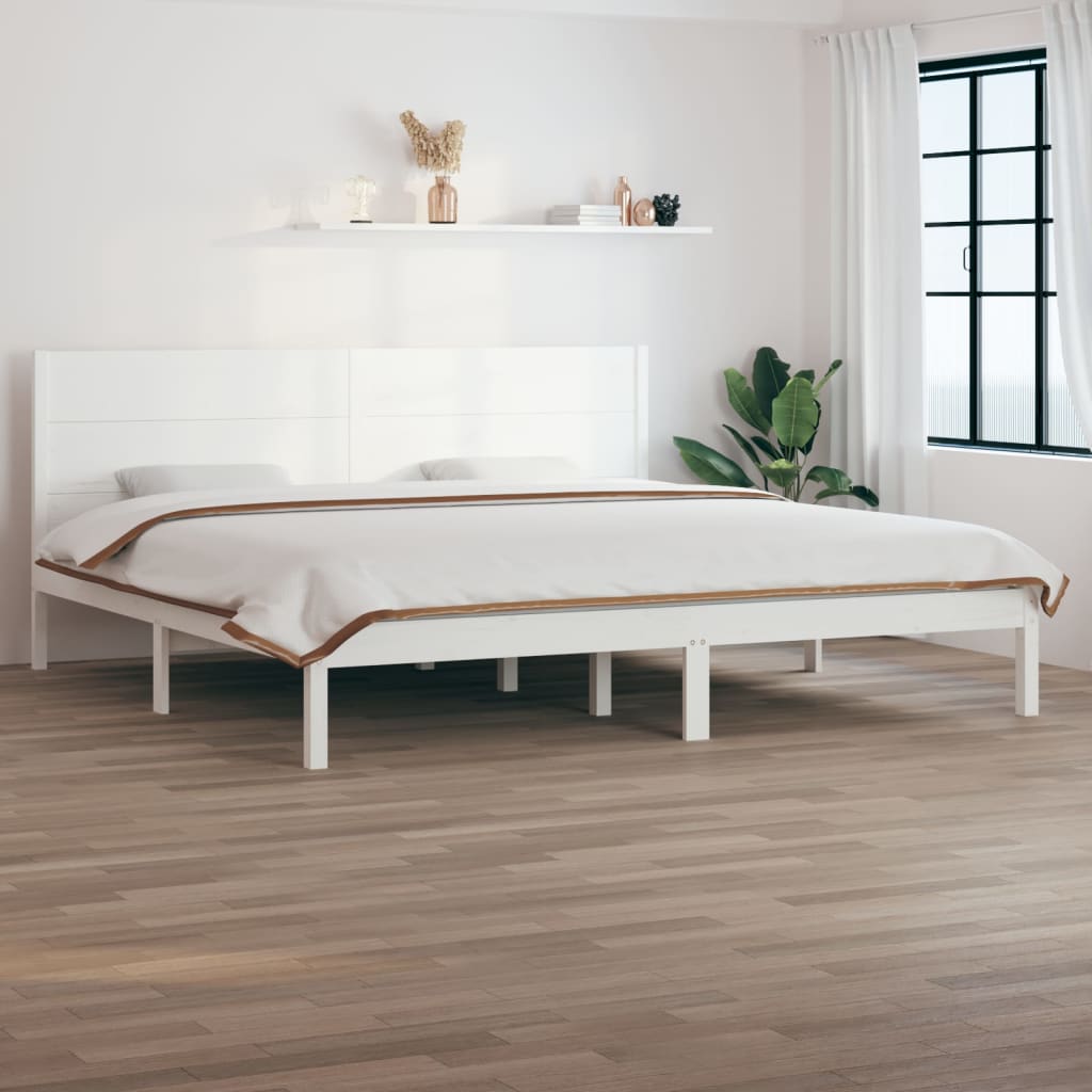 vidaXL Bed Frame White Solid Wood Pine 200x200 cm