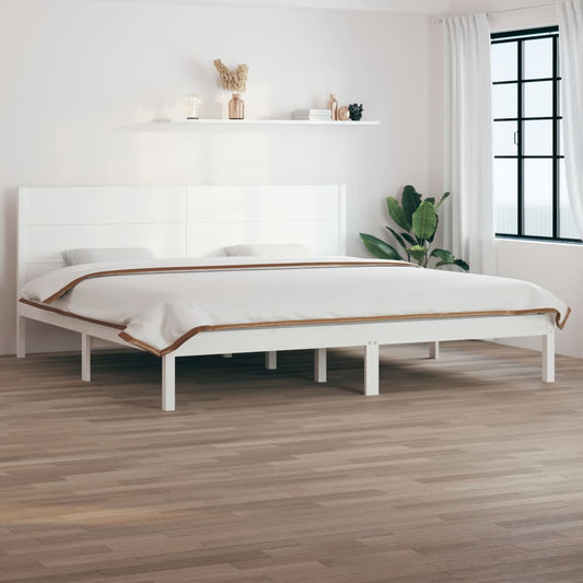 vidaXL Bed Frame White Solid Wood Pine 200x200 cm