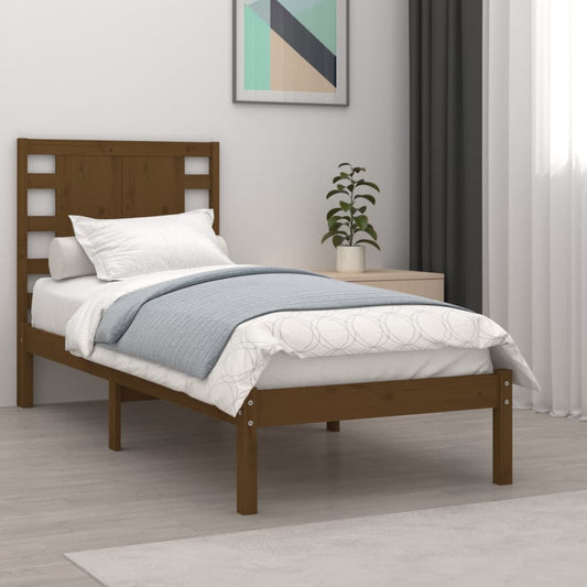 vidaXL Bed Frame Honey Brown Solid Wood 75x190cm Small Single