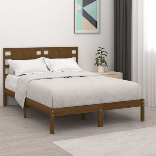 vidaXL Bed Frame Honey Brown Solid Wood 120x190 cm Small Double