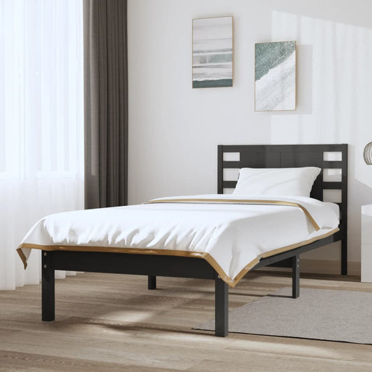 vidaXL Bed Frame Grey Solid Wood Pine 90x200 cm