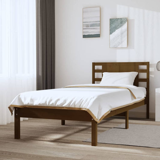 vidaXL Bed Frame Honey Brown Solid Wood Pine 100x200 cm