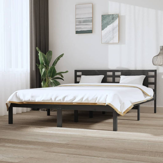 vidaXL Bed Frame Grey Solid Wood Pine 120x200 cm