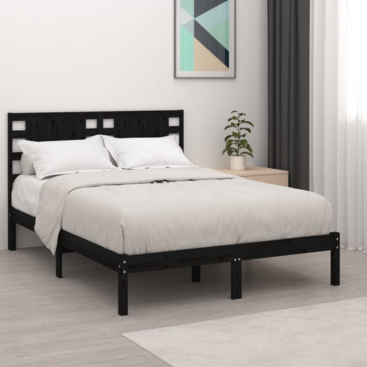 vidaXL Bed Frame Black Solid Wood Pine 120x200 cm