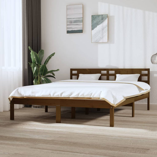 vidaXL Bed Frame Honey Brown Solid Wood 150x200 cm King Size