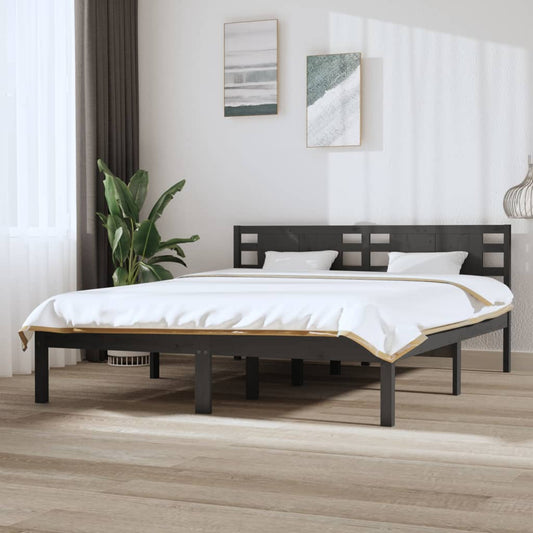 vidaXL Bed Frame Grey Solid Wood Pine 160x200 cm