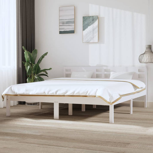 vidaXL Bed Frame White Solid Wood 180x200 cm Super King Size