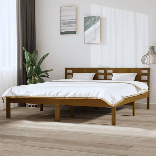 vidaXL Bed Frame Honey Brown Solid Wood 180x200 cm Super King Size