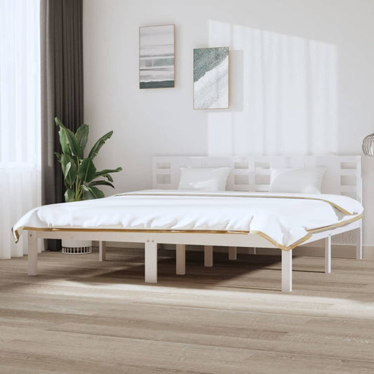 vidaXL Bed Frame White Solid Wood Pine 200x200 cm