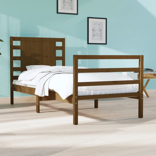 vidaXL Bed Frame Honey Brown Solid Wood Pine 90x190cm Single
