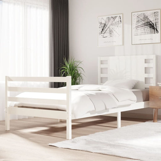 vidaXL Bed Frame White Solid Wood Pine 90x200 cm