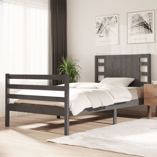 vidaXL Bed Frame Grey Solid Wood Pine 90x200 cm