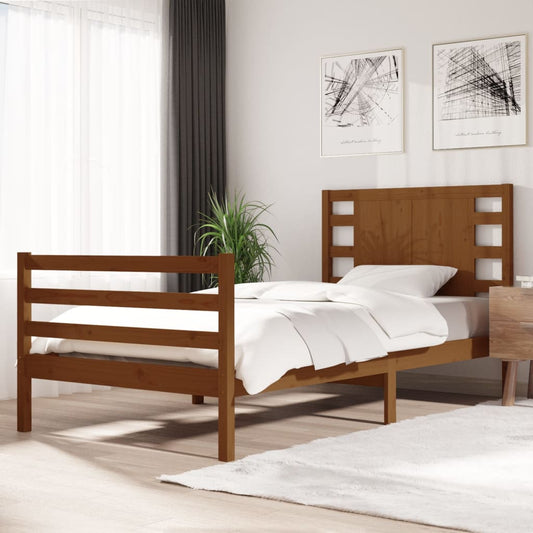 vidaXL Bed Frame Honey Brown Solid Wood Pine 90x200 cm