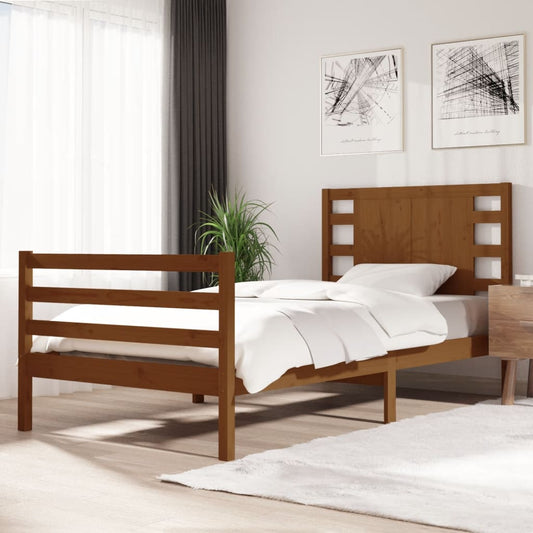 vidaXL Bed Frame Honey Brown Solid Wood Pine 100x200 cm