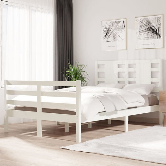 vidaXL Bed Frame White Solid Wood Pine 120x200 cm