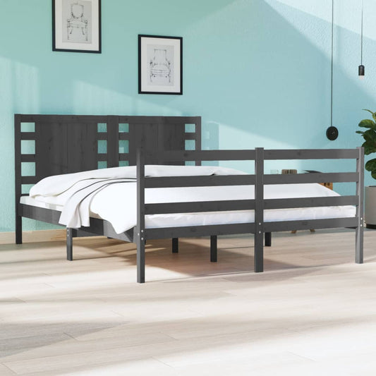 vidaXL Bed Frame Grey Solid Wood Pine 140x200 cm