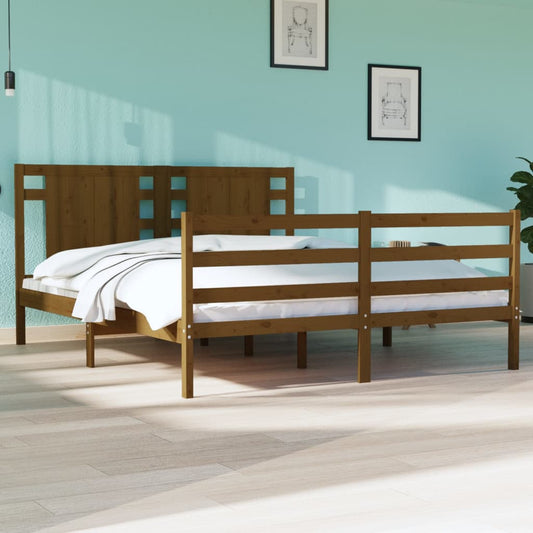 vidaXL Bed Frame Honey Brown Solid Wood Pine 150x200 cm King Size
