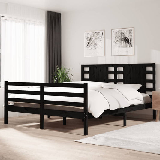 vidaXL Bed Frame Black Solid Wood Pine 160x200 cm