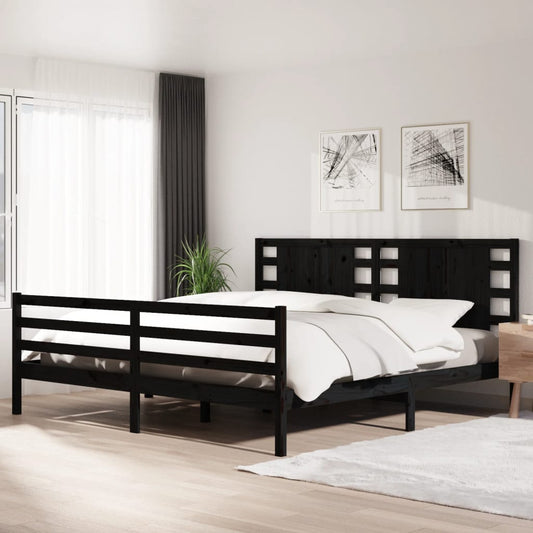 vidaXL Bed Frame Black Solid Wood Pine 180x200 cm Super King Size