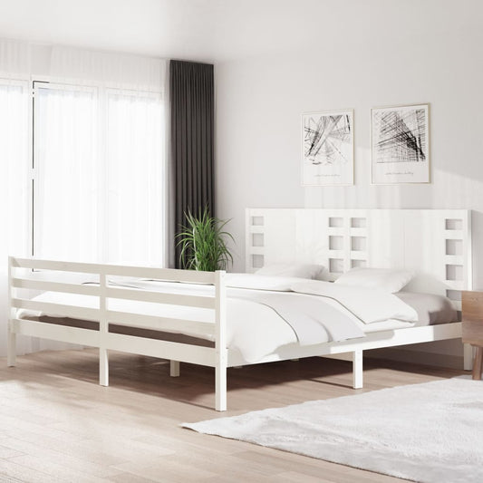 vidaXL Bed Frame White Solid Wood Pine 200x200 cm