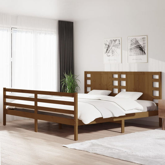 vidaXL Bed Frame Honey Brown Solid Wood Pine 200x200 cm