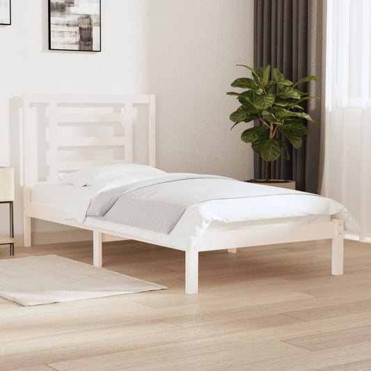 vidaXL Bed Frame White Solid Wood Pine 90x190 cm Single