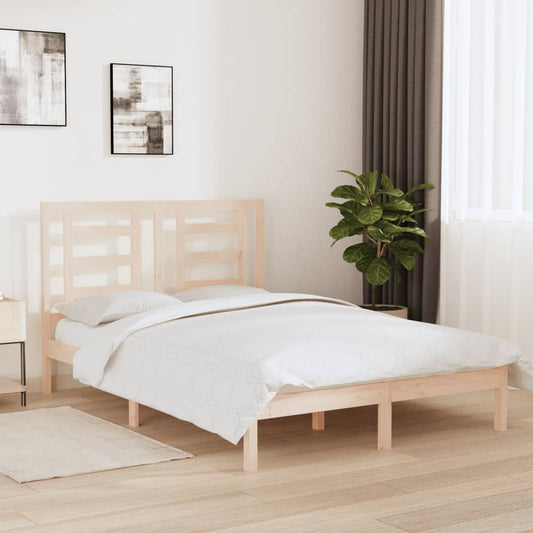 vidaXL Bed Frame Solid Wood Pine 135x190 cm Double