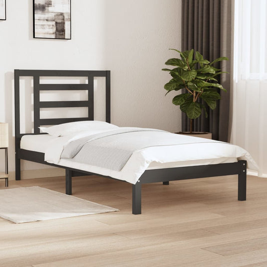 vidaXL Bed Frame Grey Solid Wood Pine 90x200 cm