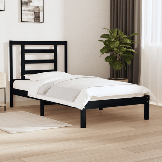 vidaXL Bed Frame Black Solid Wood Pine 90x200 cm